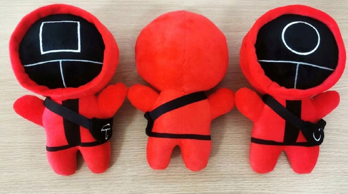 Set 3 figurine de plus squid game jocul calamarului, soldatul Triunghi, Cerc si Patrat, 25 cm [3]