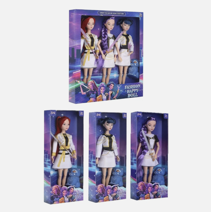 Set 3 papusi, K-POP Devil Hunter Girls, 3 piese, PVC, vinil, Costum de scena alb, 35cm [9]