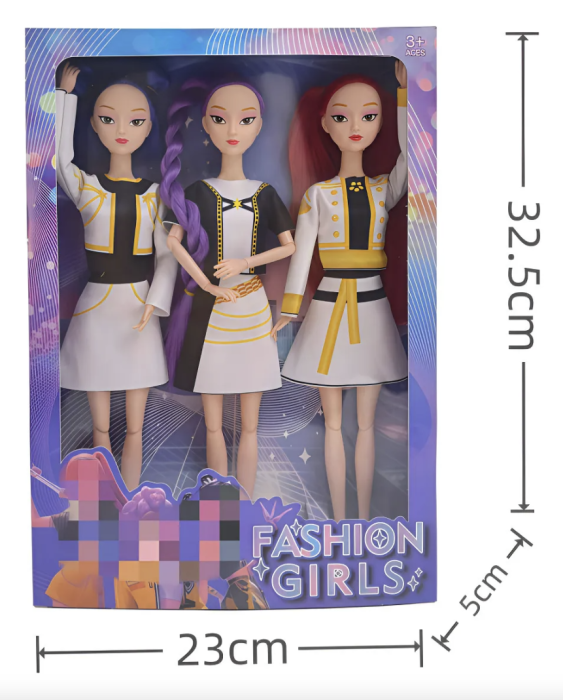 Set 3 papusi, K-POP Devil Hunter Girls, 3 piese, PVC, vinil, Costum de scena alb, 35cm [10]