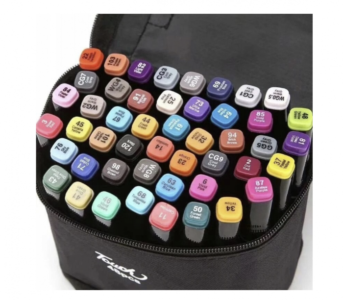 Set 48 markere duble, Carioci profesionale, Cu cerneala pe baza de alcool, Multicolor [2]