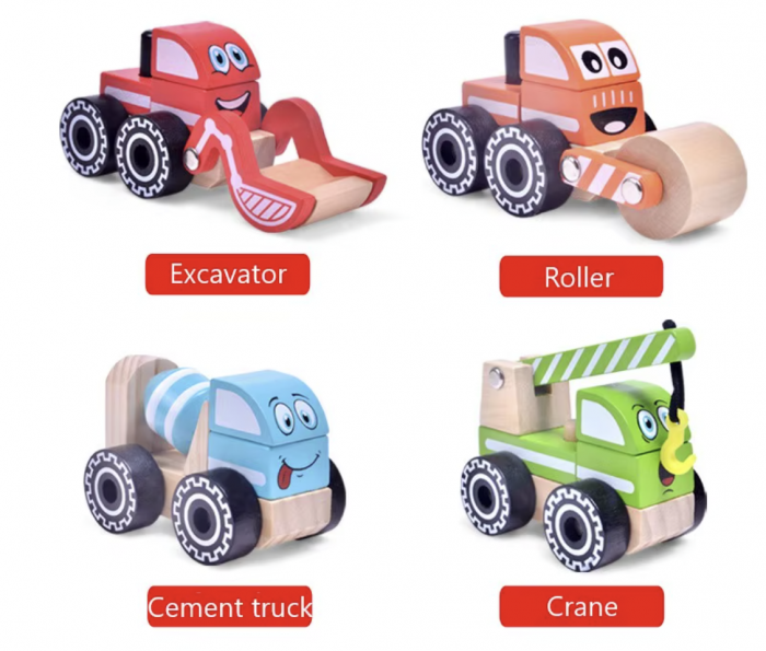 Set masinute utilitare din lemn, betoniera, compactor, excavator, macara. [8]