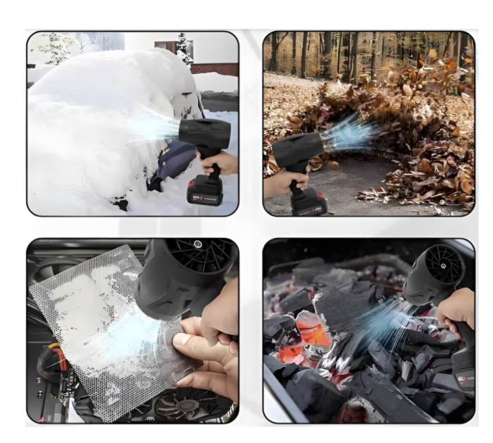 Suflanta de Aer Multifunctionala Portabila, pentru Gratar, Masina, Indepartare Frunze si Praf, 1500 mAh, Negru cu Verde [5]