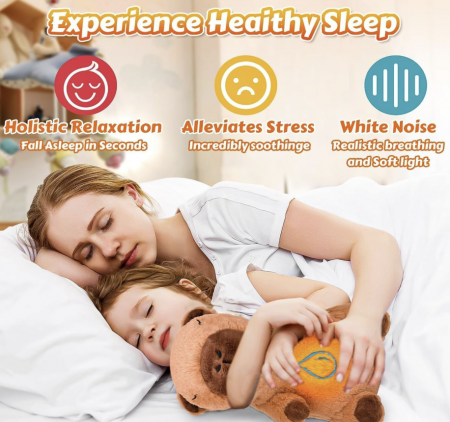 Capibara de Plus Interactiv, cu Efecte Luminoase si Muzicale, Functie de Imitare a Respiratiei, Partener de Joaca cu Functie de Imbunatatire a Somnului 35 cm, maro [9]