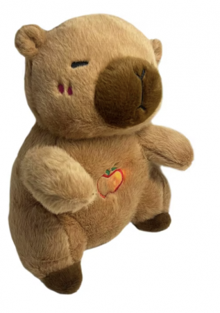 JUCĂRII INTERACTIVE - Capibara de Plus Interactiv, cu Efecte Luminoase si Muzicale, Functie de Imitare a Respiratiei, Partener de Joaca cu Functie de Imbunatatire a Somnului 35 cm, maro