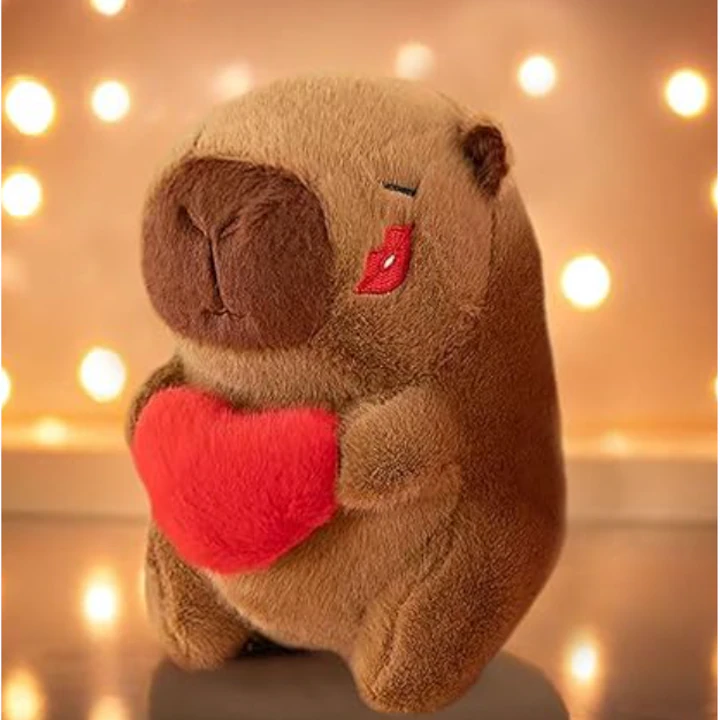 Capibara jucarie de plus, 25 cm, tine in brate o inima si cu pupic pe obraz. [5]