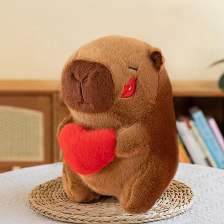 Capibara jucarie de plus, 25 cm, tine in brate o inima si cu pupic pe obraz. [2]