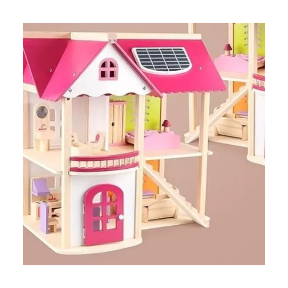 Casa de papusi din lemn cu mobilier [2]