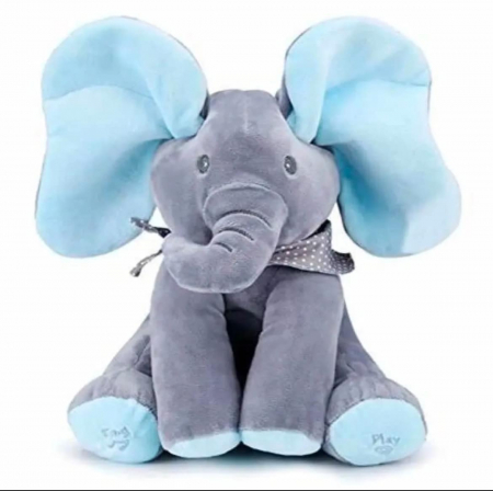 Elefant Cici Cucu Bau , Jucarie Interactiva, Vorbeste Si Canta, Albastru/Gri JUCĂRII DE PLUȘ - Elefant Cici Cucu Bau , Jucarie Interactiva, Vorbeste Si Canta, Albastru/Gri