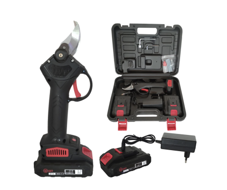 CASA & GRADINA & BRICOLAJ - Foarfeca Electrica Profesionala 21V, 2 Acumulatori Inclusi, Taiere 30mm, pentru Pomi, Vie si Gradina, Negru