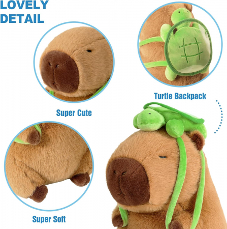 HOT! Set 3 Capibara, 45cm, 35cm si 25cm, cu rucsac in forma de broasca testoasa, detasabil, material fin [4]