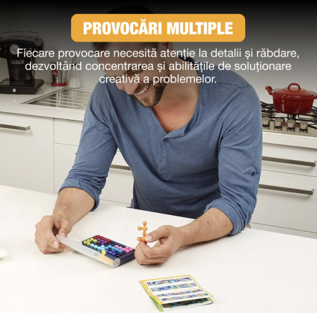 Joc educativ logic, Puzzler Pyramid, Smart Game, 3D/2D, varsta 6+, 120 de provocari, dezvoltare abilitati cognitive, multicolor [1]