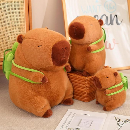 JUCĂRII INTERACTIVE - Jucarie de plus, Capibara, cu rucsac in forma de brosca testoasa, 38 cm