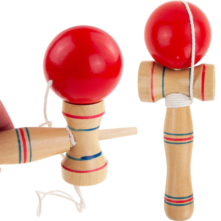 JUCĂRII INTERACTIVE - Kendama din lemn, 20x7x5.5 cm, multicolor, + 3 ani