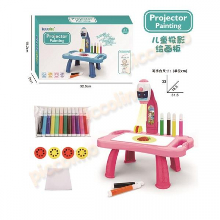 Masa de Desenat Educationala Pentru Copii, cu Proiector LED, Set 12 Culori,3 discuri pentru proiectie desene [7]