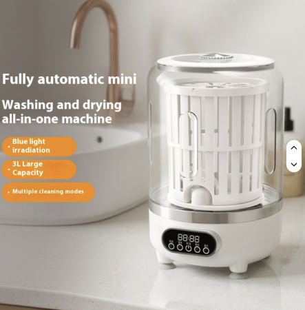 Mașină de spălat portabilă 3 în 1, capacitate 3L, coș centrifugare inclus, 3 moduri spălare, Roz [3]