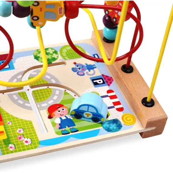 Montessori Labirint de jucarii motorii cu bile, masini si indicatoare rutiere [3]
