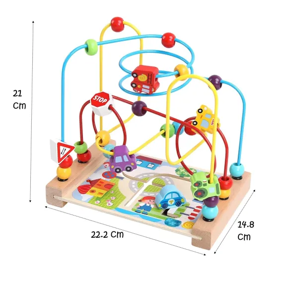 Montessori Labirint de jucarii motorii cu bile, masini si indicatoare rutiere [2]