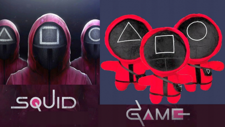 Set 3 figurine de plus squid game jocul calamarului, soldatul Triunghi, Cerc si Patrat, 25 cm [0]