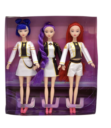 Set 3 papusi, K-POP Devil Hunter Girls, 3 piese, PVC, vinil, Costum de scena alb, 35cm [6]