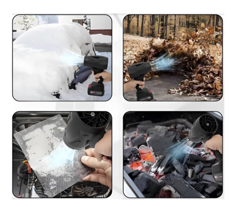 Suflanta de Aer Multifunctionala Portabila, pentru Gratar, Masina, Indepartare Frunze si Praf, 1500 mAh, Negru cu Verde [4]