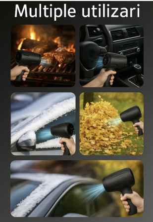 Suflanta de Aer Multifunctionala Portabila, pentru Gratar, Masina, Indepartare Frunze si Praf, 1500 mAh, Negru cu Verde [1]