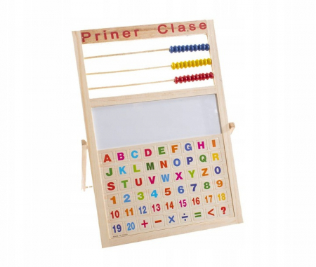 Tabla educativa magnetica cu 2 fete si numaratoare din lemn, 37x27 cm. 3 ani + [4]