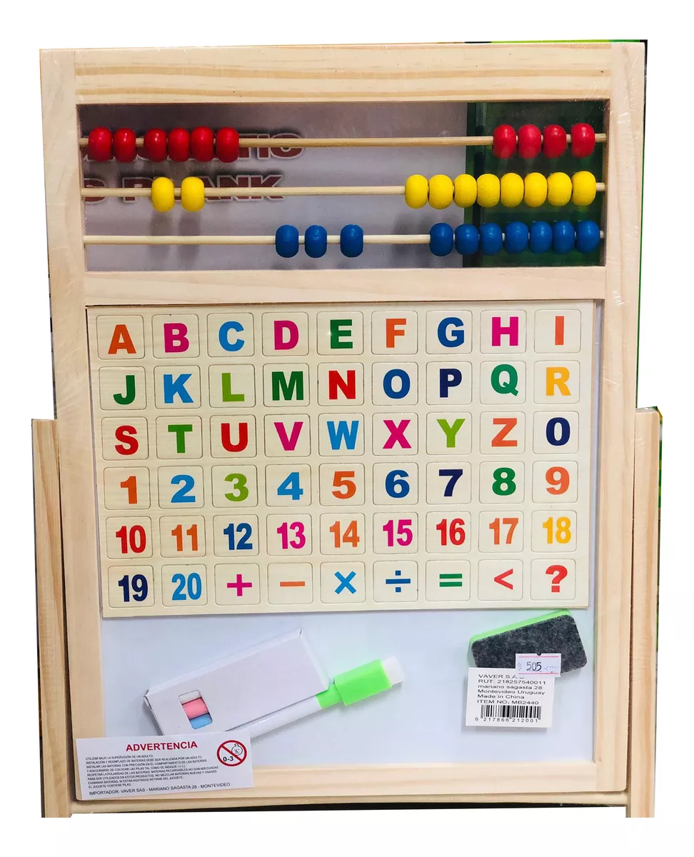 Tabla educativa magnetica cu 2 fete si numaratoare din lemn, 37x27 cm. 3 ani + [2]