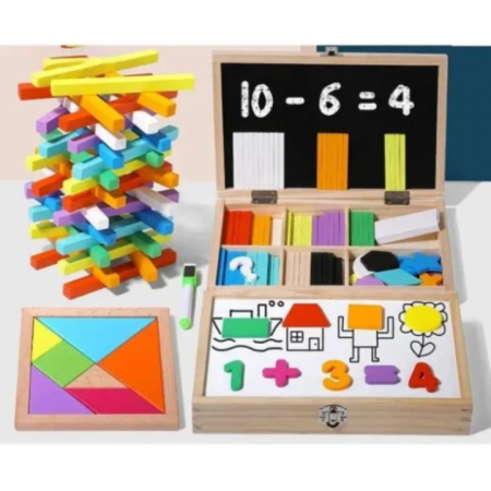 JUCĂRII EDUCATIVE - Tabla Educativa Montessori cu Marker, Betisoare si Cifre pentru Invatare