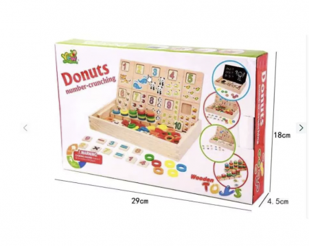 Tabla educativa Montessori din lemn cu fata dubla, calculeaza, deseneaza si asociaza cercurile, 3 ani+ [3]