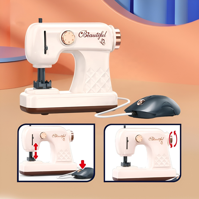 Set mașină de cusut + fier de călcat de jucărie pentru copii – electrocasnice interactive pentru joc de rol educativ 3+ ani [2]