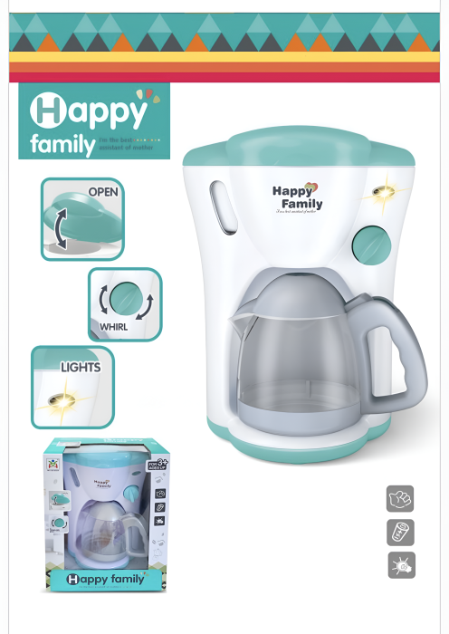Cafetieră de Jucărie Happy Family – Aparat de Cafea cu Lumină, Rotire și Recipient Realist, Jucării Bucătărie 3+ [1]