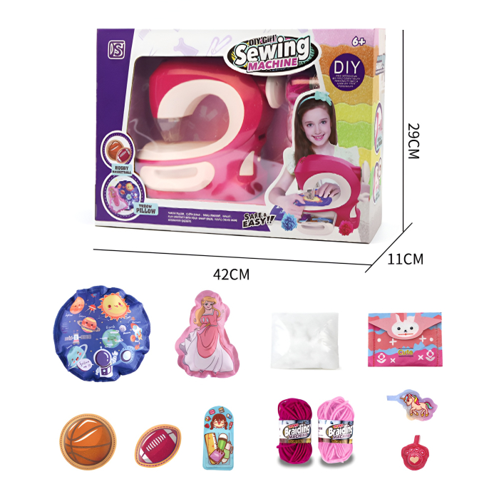 Mașină de Cusut Jucărie DIY – Set Creativ Cu Materiale, Fire și Figurine, Funcție Realistă, 42 cm, Pentru Copii 6+ [4]