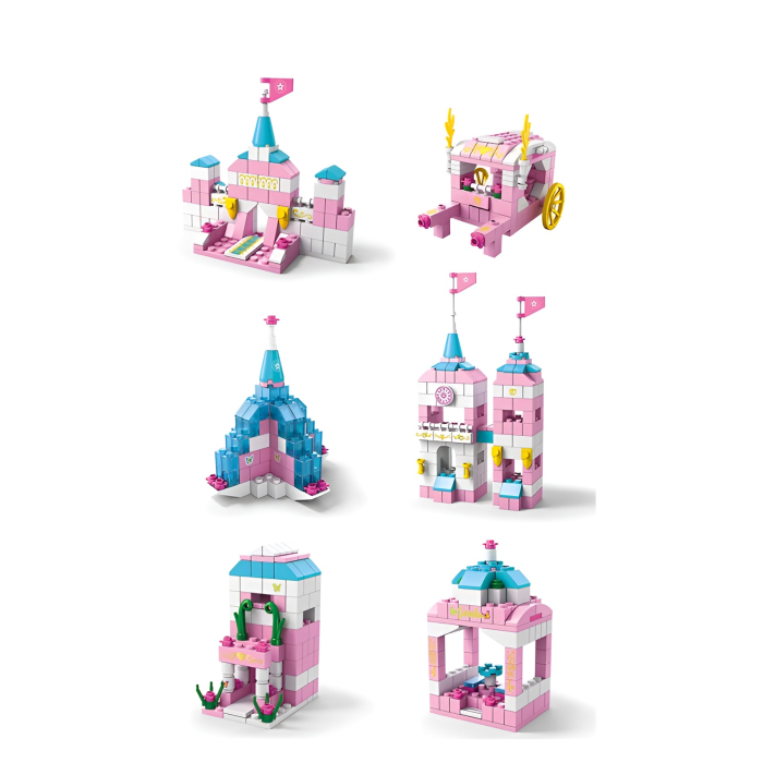 Set construcție castel prințesă cu 1000 piese, palat regal colorat pentru copii. [3]