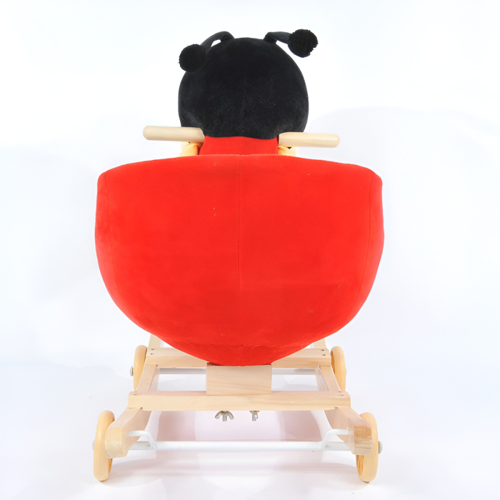 Balansoar Pluș Buburuză cu Roți 2-în-1 pentru Bebeluși – Scaun Sigur, Lemn Masiv, Jucărie Interactivă cu sunete 1–3 Ani [3]