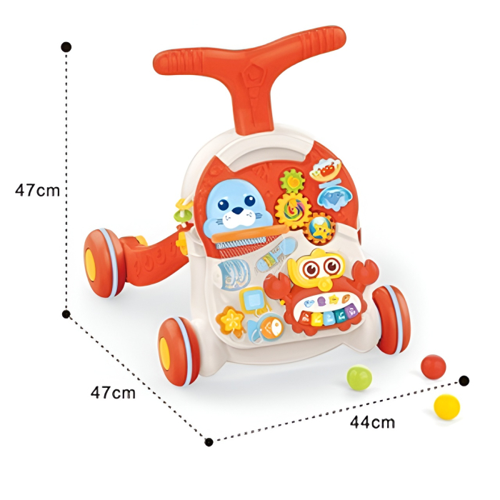 Antepremergător 2 în 1 cu Masă de Activități – Huanger Baby Walker, Panou Educațional, Lumini & Funcții Interactive – 12+ luni [5]