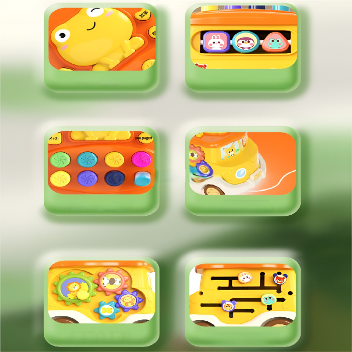 Autobuz educativ multifuncțional pentru copii – Jucărie interactivă cu sunete, forme și activități, 18+ luni [6]