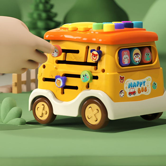 Autobuz educativ multifuncțional pentru copii – Jucărie interactivă cu sunete, forme și activități, 18+ luni [3]