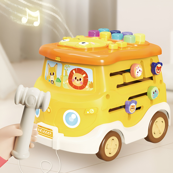 Autobuz educativ multifuncțional pentru copii – Jucărie interactivă cu sunete, forme și activități, 18+ luni [5]