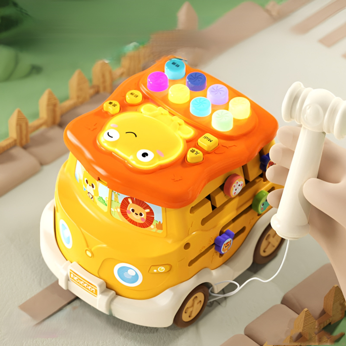 Autobuz educativ multifuncțional pentru copii – Jucărie interactivă cu sunete, forme și activități, 18+ luni [4]