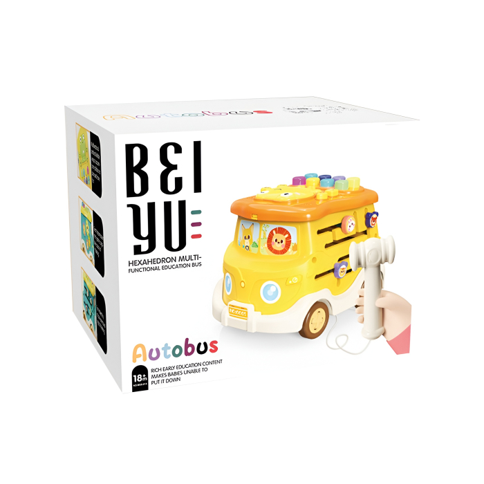 Autobuz educativ multifuncțional pentru copii – Jucărie interactivă cu sunete, forme și activități, 18+ luni [7]