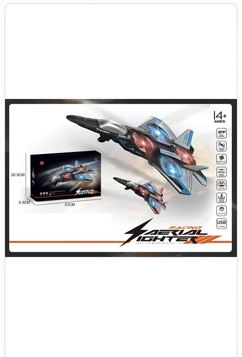 Avion Zburător cu Lumini LED și Sunete – Fighter Jet Chaser, Efecte Spectaculoase [6]