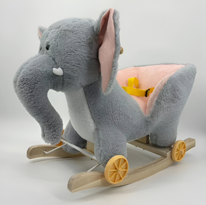 Balansoar Elefant din Pluș cu Roți și Centură – 2 în 1, Stabil și Confortabil pentru Copii – Model Premium [1]