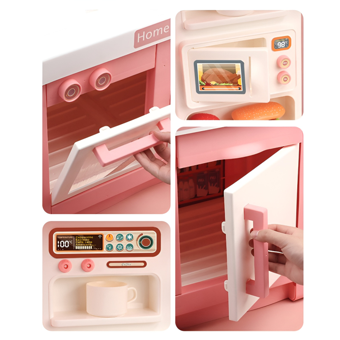 Bucătărie de Jucărie Multifuncțională pentru Copii cu Apă, Abur și Sunete – Set Complet cu Accesorii, 3+ Ani, ROZ [3]