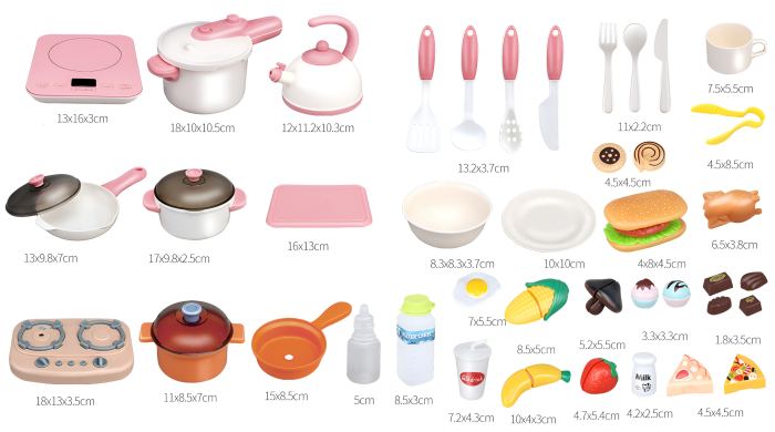 Bucătărie de Jucărie Multifuncțională pentru Copii cu Apă, Abur și Sunete – Set Complet cu Accesorii, 3+ Ani, ROZ [7]
