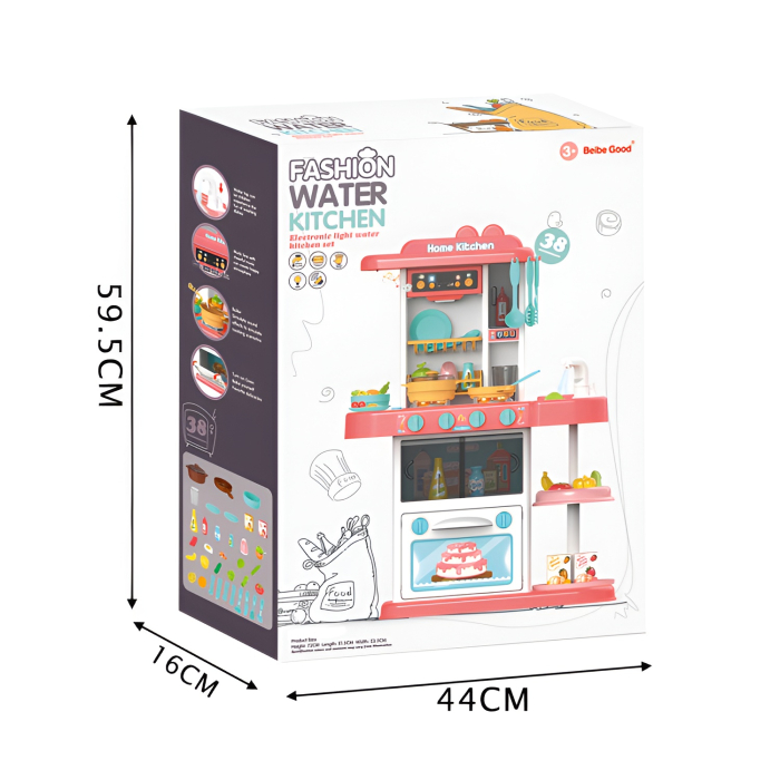 Bucătărie Interactivă Home Kitchen – Set 65 Piese, Aburi Realistici, Sunete de Gătit, Chiuvetă cu Apă și Accesorii [9]