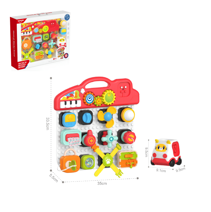 Busy Board Interactiv 18+ luni cu Lumini, Sunete și 15 Activități – Panou Montessori + Mașinuță Inclusă [3]