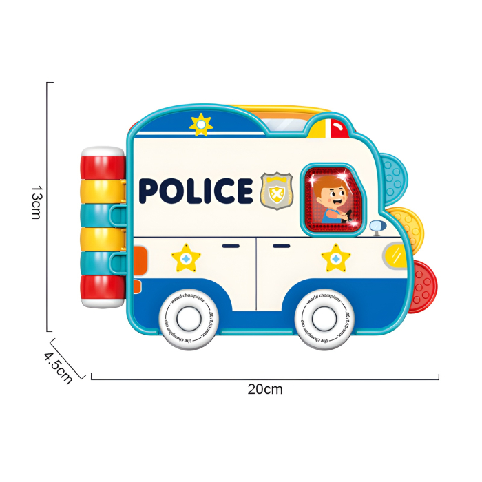 Carte Interactivă „Beep Beep” în Formă de Mașinuță – Lumină și Sunet, Vehicule de Salvare (Poliție / Pompieri) | Jucărie Educațională pentru Copii [3]