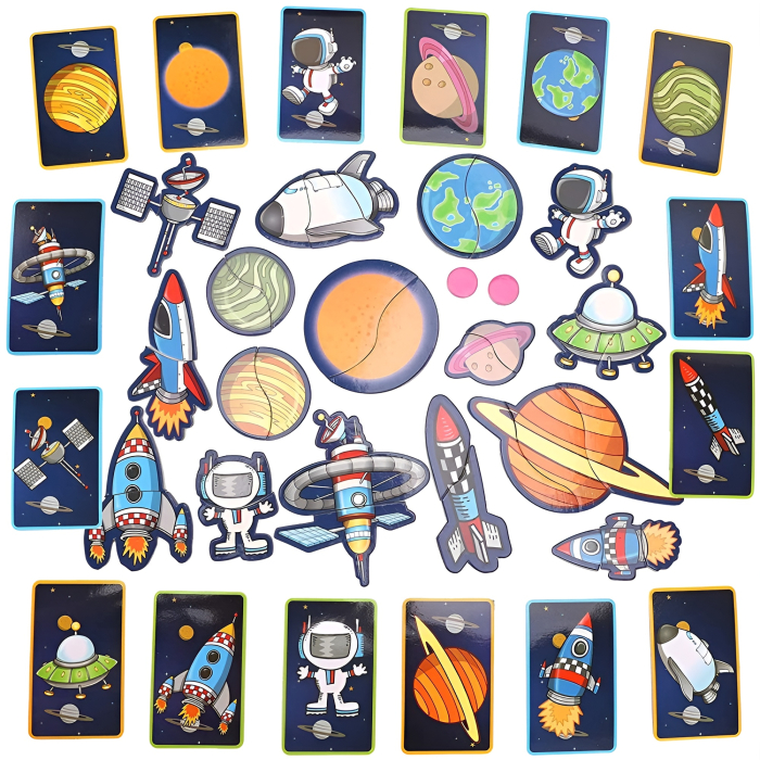 Carte Magnetică Educațională pentru Copii – Magneti Book Spațiu Cosmic | Joc Montessori cu 38 Magneți, Astronauți, Planete și Rachete [4]