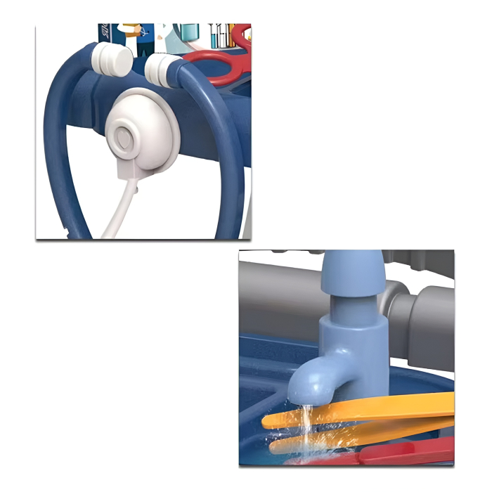 Cărucior Doctor pentru Copii cu Accesorii Medicale Interactive, Joc de Rol Educativ, Set Complet cu Ecran, Sunete și Roți, albastru, 3+ ani [2]