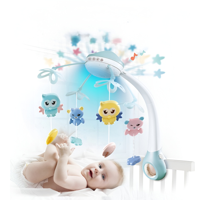 Carusel Muzical Pătuț cu Proiecție și Bluetooth – 2 Culori (Roz/Albastru), Lumini de Noapte, Telecomandă [3]